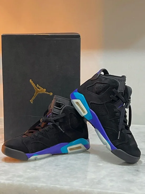 Air Jordan 6 Retro AGUA - 5 Youth - Black/Concord-Aguatone - Picture 1 of 4